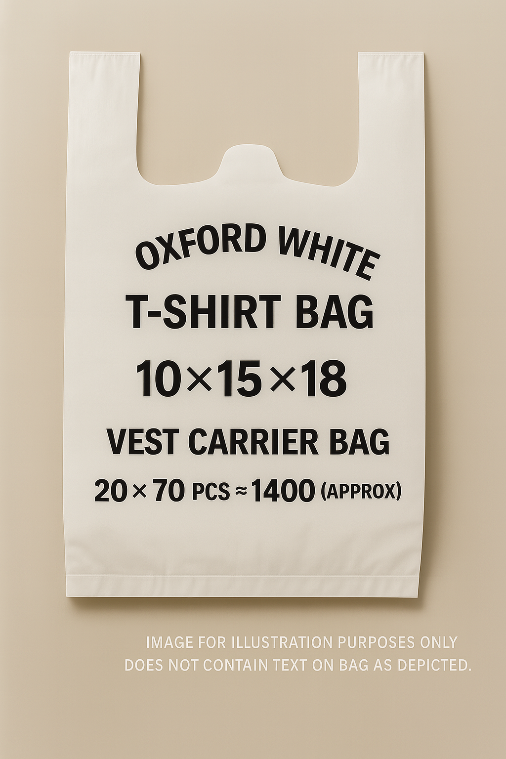 Oxford White T-Shirt Vest Carrier Bag – 10x15x18” | 12 Micron