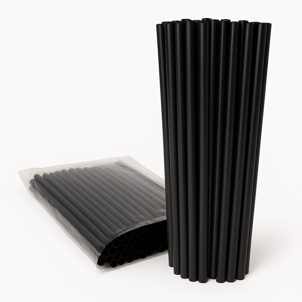 Jumbo Plastic Straws – Black (12mm x 210mm)