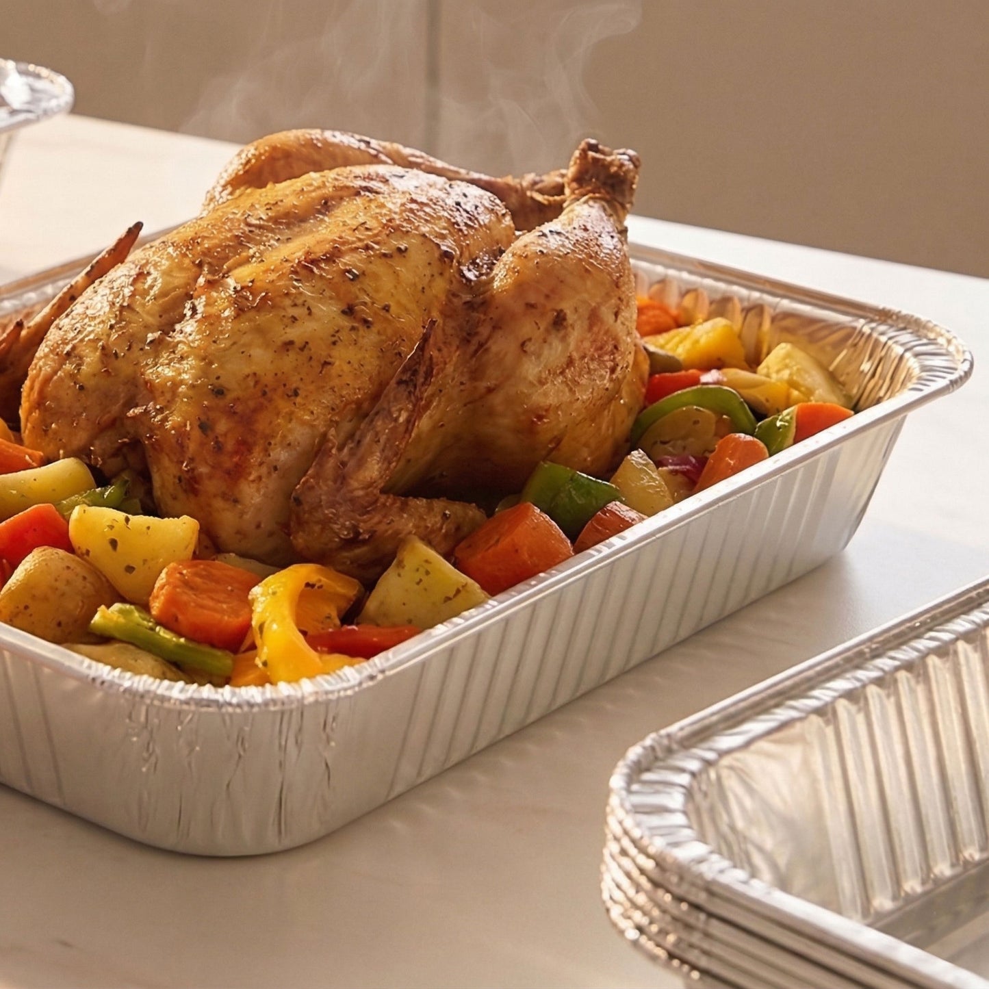 Riya Foil Oven Baking Trays - Disposable Aluminium Roasting Trays | Pack of 2 or Case of 48 | Bulk UK Catering Wholesale