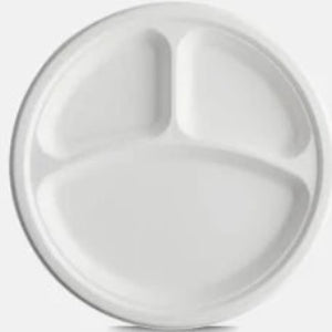 10" 3-Compartment Disposable Plates
