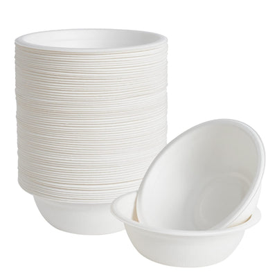 12oz Round White Bagasse Bowls Compostable Strong