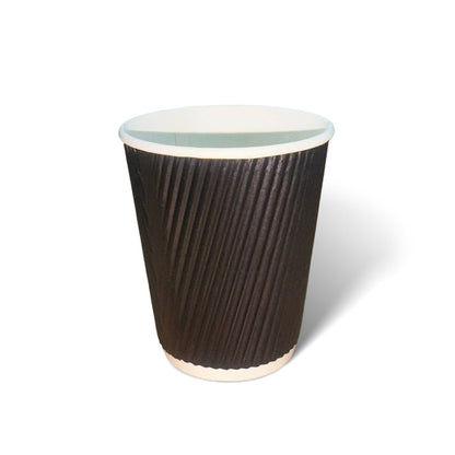 Riya 8oz Black Ripple Triple-Wall Coffee Cups - (Retail & Commercial, Barcoded)