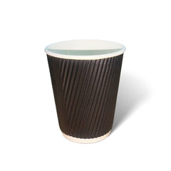 Riya 8oz Black Ripple Triple-Wall Coffee Cups - (Retail & Commercial, Barcoded)