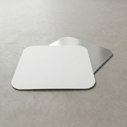 Uneeq Foil‑Backed Poly Coated 9x9 inch Paper Lids – Square Polyboard Lids for Foil Containers | Case of 180 | UK Catering & Takeaway