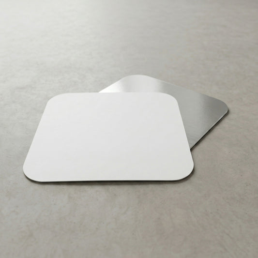 Uneeq Foil‑Backed Poly Coated 9x9 inch Paper Lids – Square Polyboard Lids for Foil Containers | Case of 180 | UK Catering & Takeaway