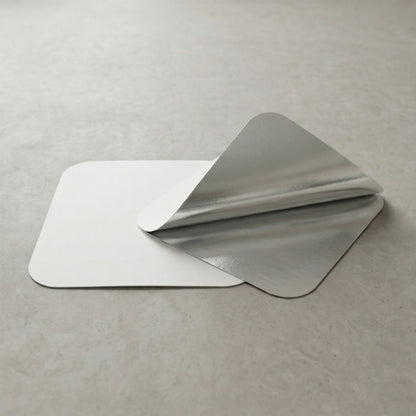 Riya 9x9x2" Foil Trays with Paper Lids - Takeaway Aluminium Containers | Pack of 5 Sets or Case of 12 Sets | Bulk UK Catering Wholesale