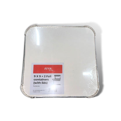 Riya Medium Aluminium Foil Containers with Lids – 9-Pack (Retail Ready, Barcoded)
