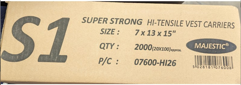 S1 SUPER STRONG WHITE HI-TENSILE PLASTIC BAG 7X13X15