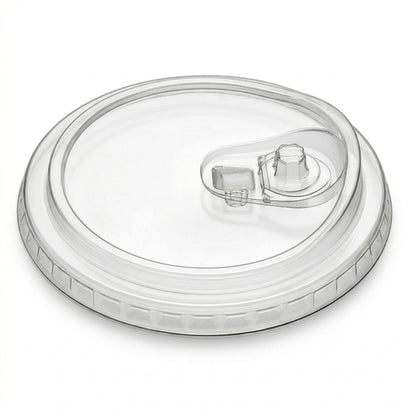 Universal Sip Through Lids for PET Cups 98mm - Strawless Clear Sip Lids | Pack of 100 or Case of 1000 | Bulk UK Cafe & Iced Coffee Wholesale