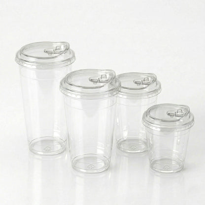 Universal Sip Through Lids for PET Cups 98mm - Strawless Clear Sip Lids | Pack of 100 or Case of 1000 | Bulk UK Cafe & Iced Coffee Wholesale