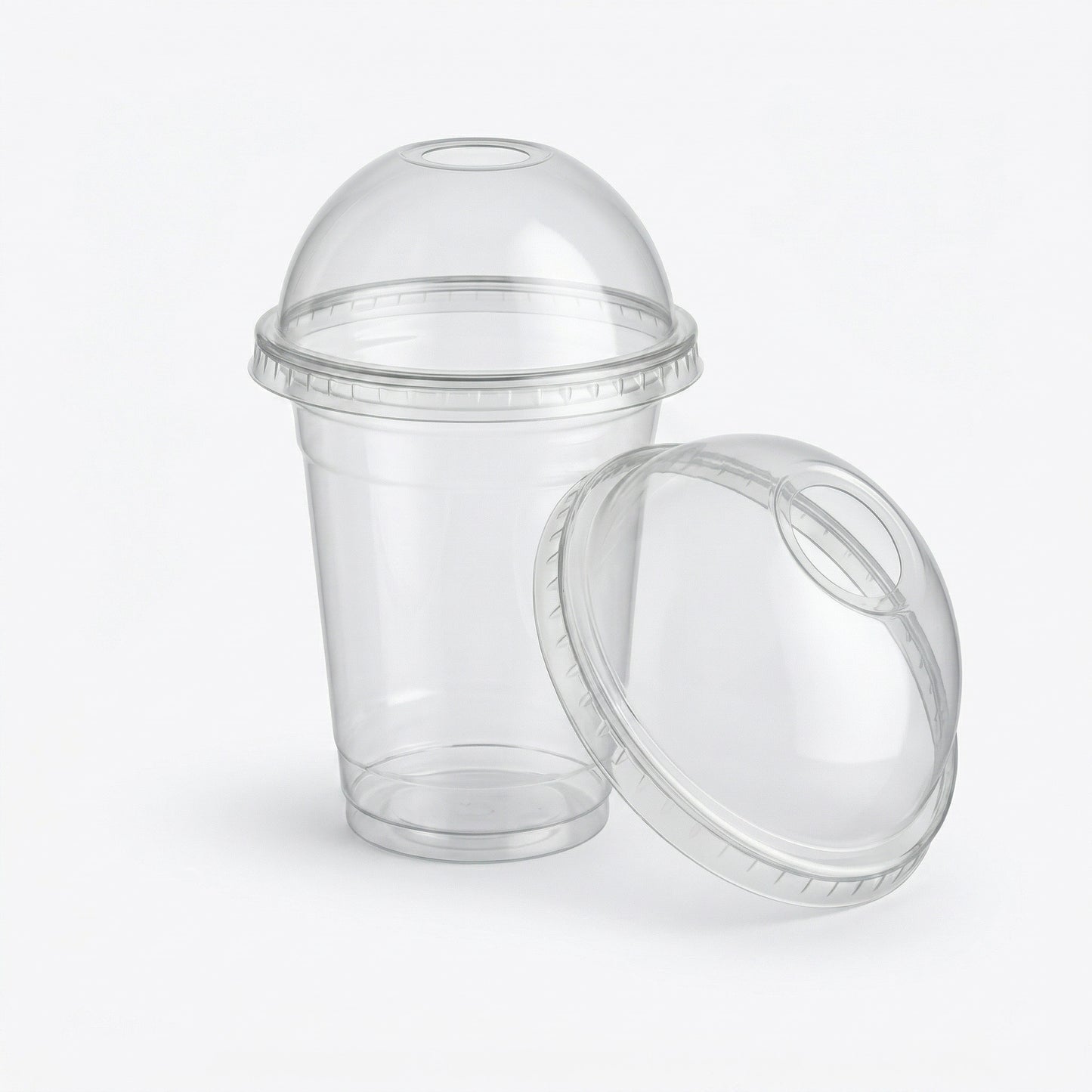 Universal Dome Lids for PET Cups 98mm - Clear Disposable Drink Lids | Pack of 100 or Case of 1000 | Bulk UK Smoothie Cafe & Takeaway Wholesale