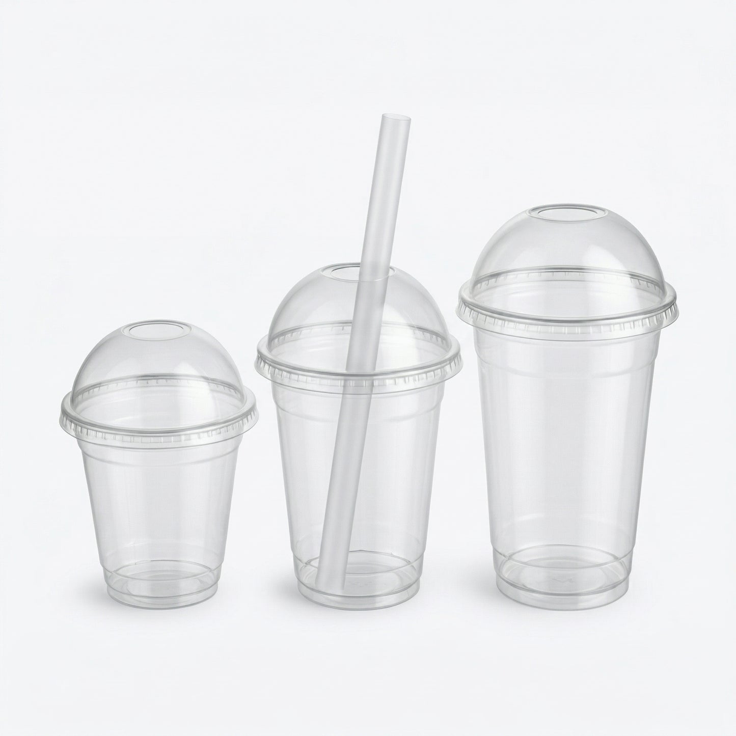 Universal Dome Lids for PET Cups 98mm - Clear Disposable Drink Lids | Pack of 100 or Case of 1000 | Bulk UK Smoothie Cafe & Takeaway Wholesale