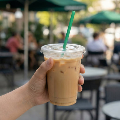 Universal Flat Lids for PET Cups 98mm - Clear Disposable Cup Lids | Pack of 100 or Case of 1000 | Bulk UK Cafe Takeaway & Smoothie Wholesale