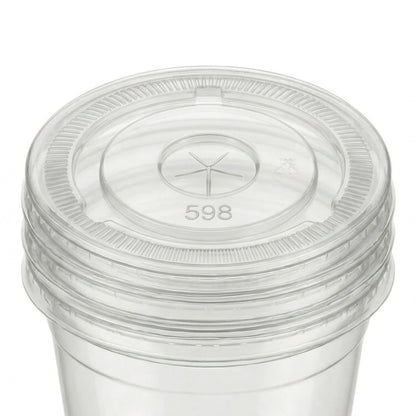 Universal Flat Lids for PET Cups 98mm - Clear Disposable Cup Lids | Pack of 100 or Case of 1000 | Bulk UK Cafe Takeaway & Smoothie Wholesale
