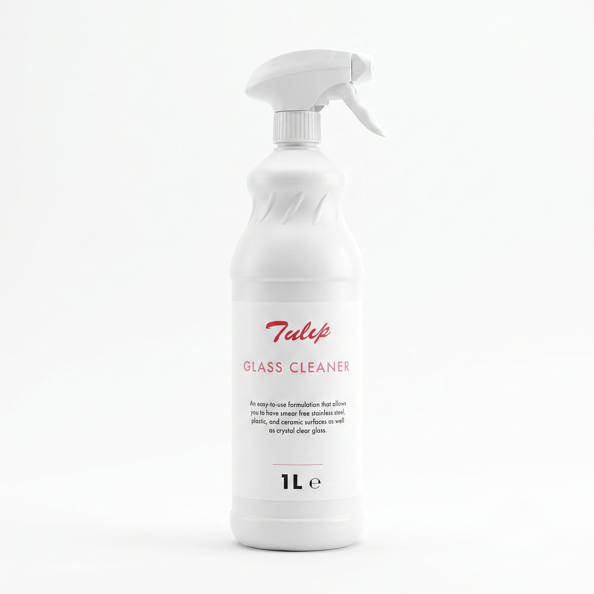 Tulip Glass Cleaner – 1L trigger spray bottle with smear-free formula – product close-up – GSL Wholesaler