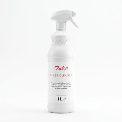 Tulip Glass Cleaner – 1L trigger spray bottle with smear-free formula – product close-up – GSL Wholesaler