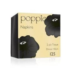 NAPKIN 40CM 2ply BLACK - Poppies (16x125)