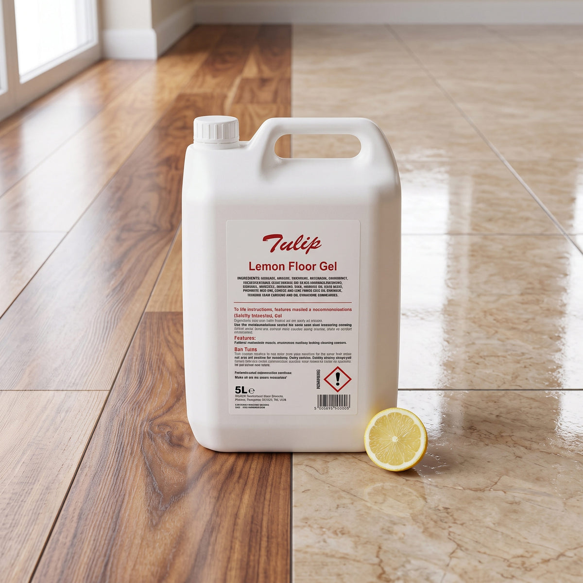 Tulip Lemon Floor Gel – 2x5L trade case packaging – wholesale commercial janitorial chemical supply – GSL Wholesaler