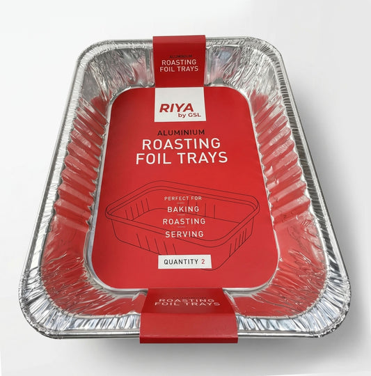 Riya Foil Oven Baking Trays - Disposable Aluminium Roasting Trays | Pack of 2 or Case of 48 | Bulk UK Catering Wholesale