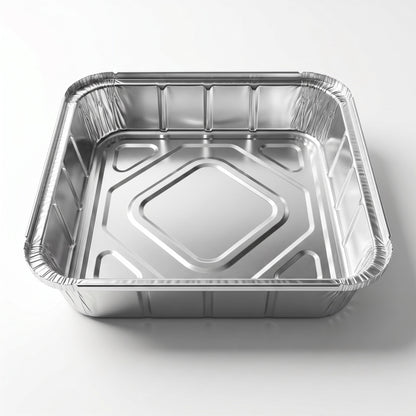 Uneeq 9x9 + 2 Inch Aluminium Foil Trays - Disposable Square Takeaway Containers | Case of 180 | Bulk UK Catering Wholesale