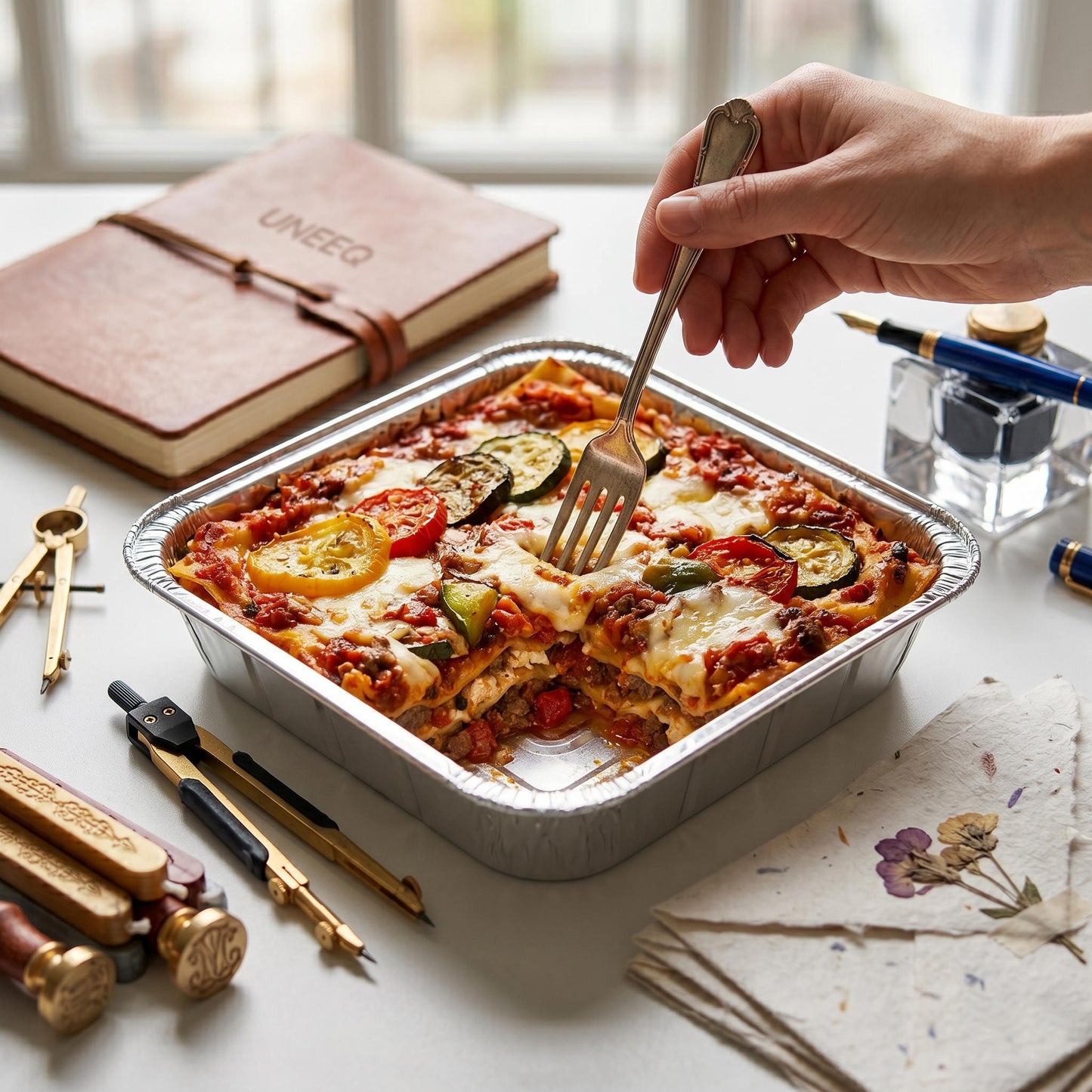 Uneeq 9x9 + 2 Inch Aluminium Foil Trays - Disposable Square Takeaway Containers | Case of 180 | Bulk UK Catering Wholesale