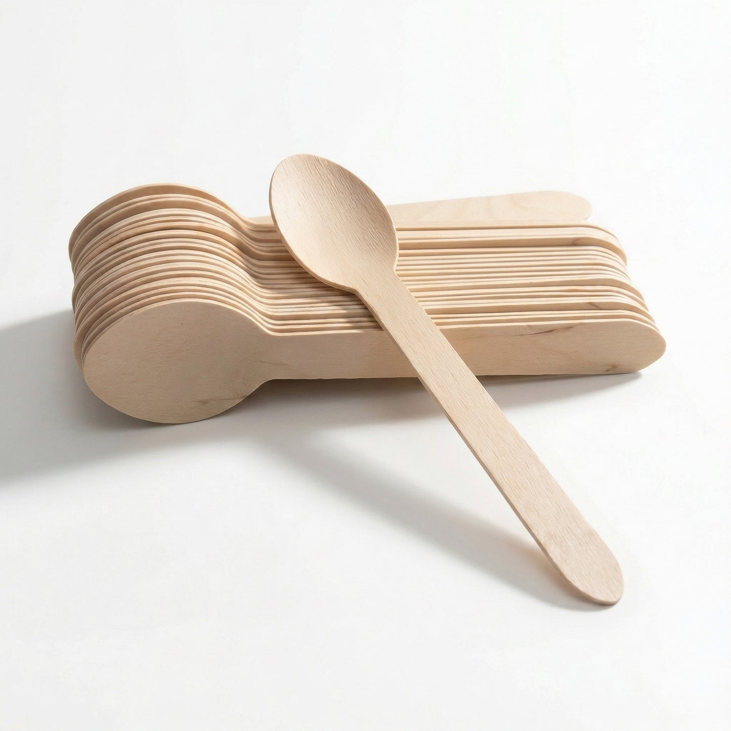 Riya Wooden Spoons 160mm - Compostable Disposable Cutlery | Pack of 100 or Case of 1000 | Eco Bulk Wholesale for Cafes & Takeaways UK